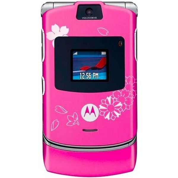 pink razor flip phone